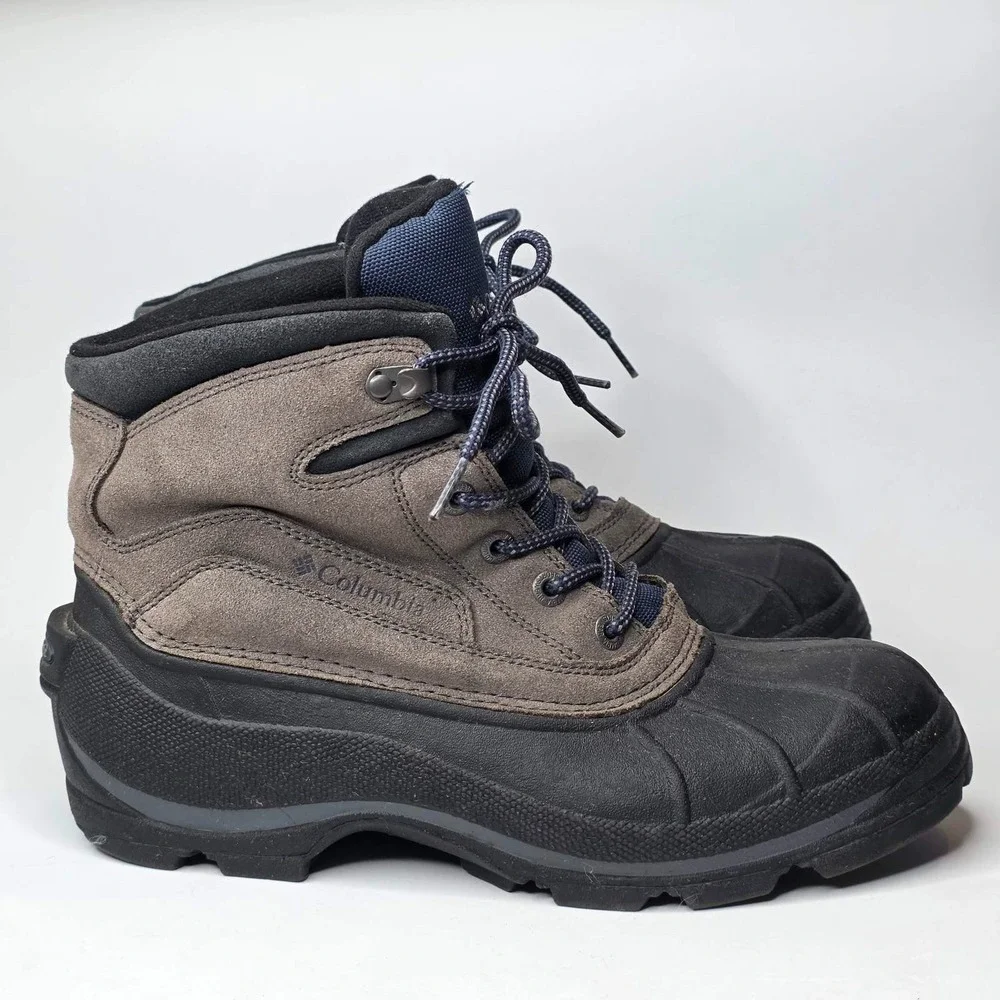 Columbia Snow King Men's Boots Size 10 Gray Black Suede Rubber Hiking Hi Shoes